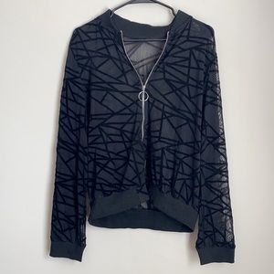 Shein black sheer bomber jacket